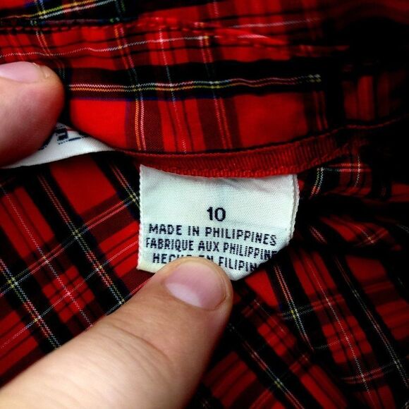 Tommy Hilfiger Red Green Plaid‎ Button Front Dress Shirt Size 10 - Picture 8 of 8